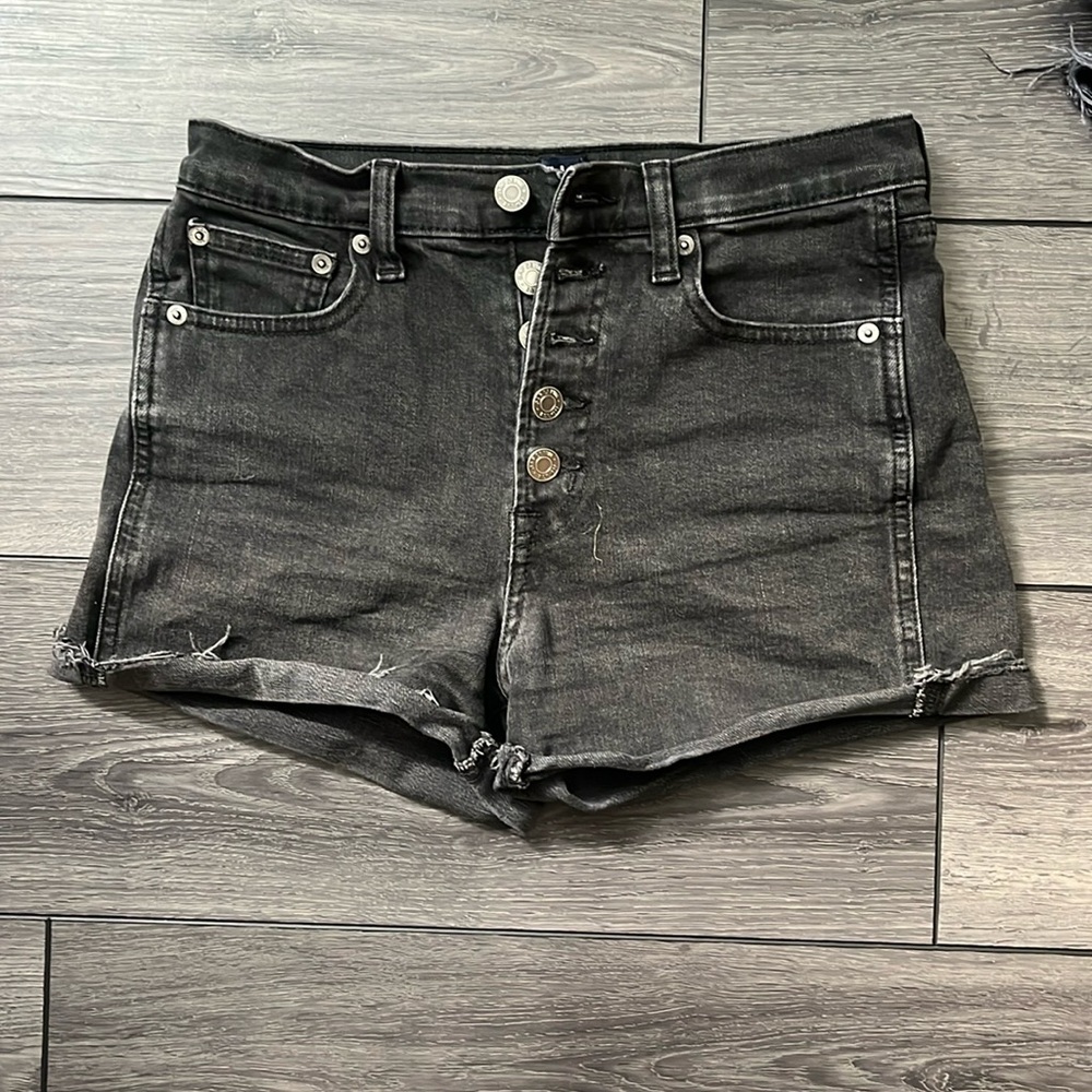 Gap jean shorts, size 2/26, black, slightly distressed